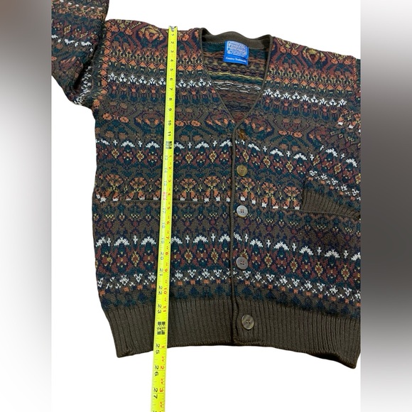 Vintage Pendleton Made In USA Wool Knit Fair Isle Cardigan Sweater Size M - Picture 3 of 8